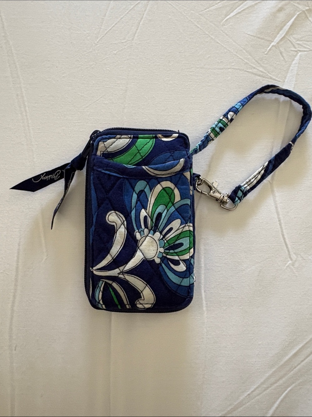 Vera Bradley Navy Floral Quilted Wristlet Phone Pouch with Strap